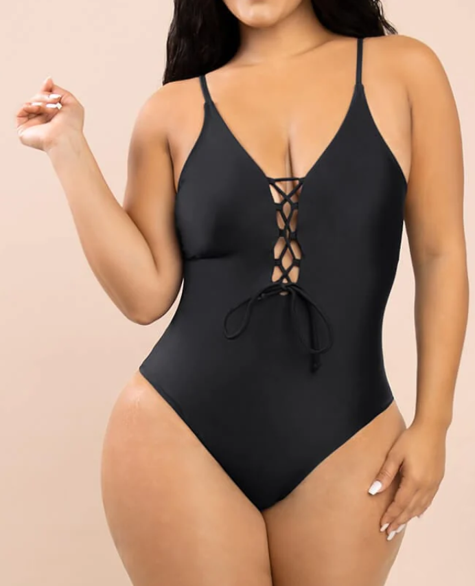 Lace up Tummy Control Swimsuit